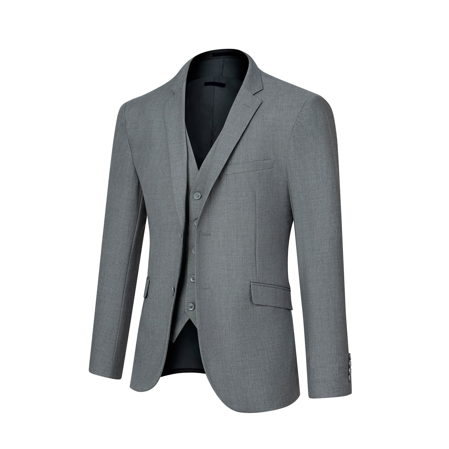 3pcs Men's Classic Solid Color Suit Regular Fit