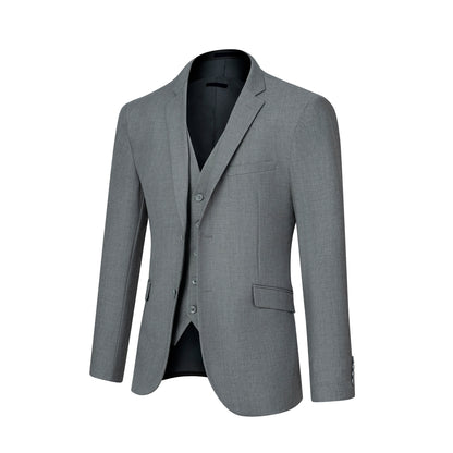 3pcs Men's Classic Solid Color Suit Regular Fit
