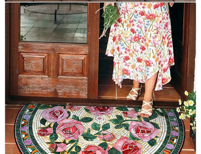 Semi-circular Outdoor Rug Modern Art Style