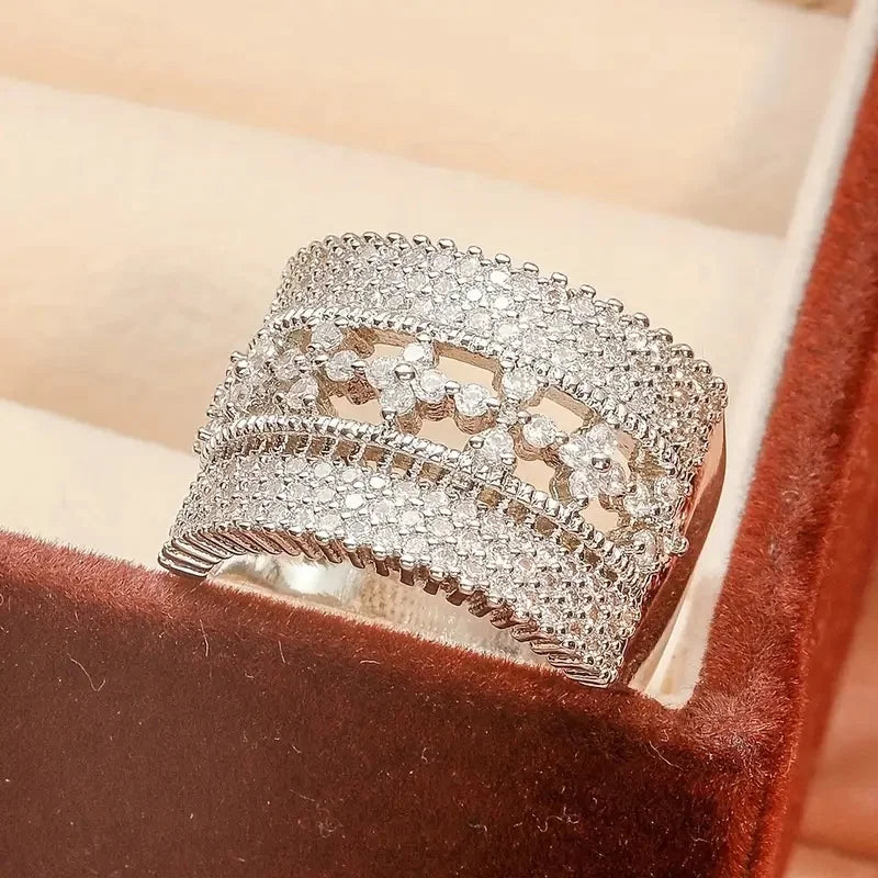 Full Paved Cubic Zirconia Fashion Design Womens Ring