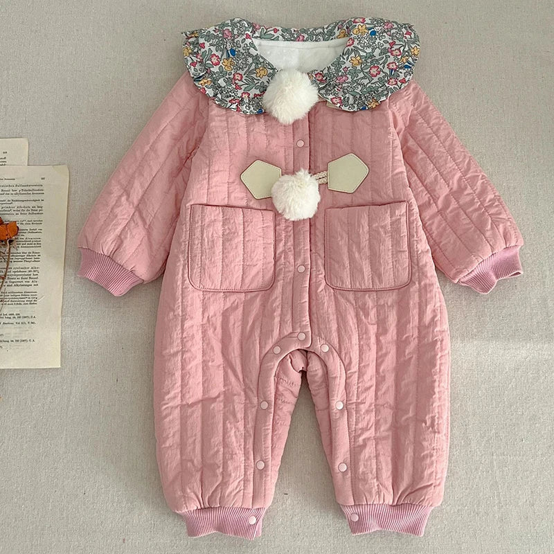 Infant Baby Girls Long Sleeve Cotton Jumpsuit