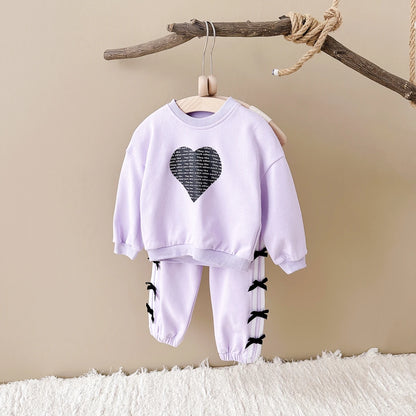 Love Sweatshirt Long Sleeve +Bow Pants