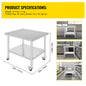 Stainless Steel Commercial Work Table Caster Wheels