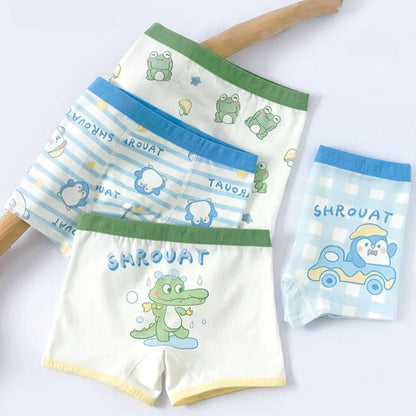 4PCS Boys Cotton  Antibacterial Breathable Cute Underwear