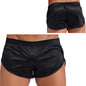 Men Side Split Satin Shorts Built-in Bulge
