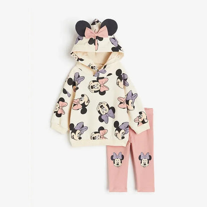 2 pcs Mickey Cartoon Long Sleeved Pullover Hooded Sportswear