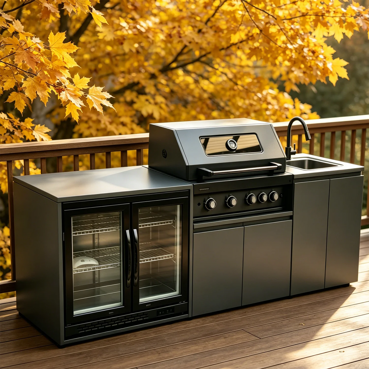 Stainless Steel Outdoor Grill Cooktop Sink Fridge