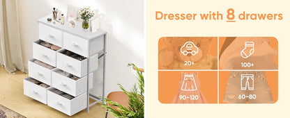 8 Fabric Drawers Storage Cabinet Steel Frame Assembly