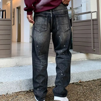 Men Loose Straight-leg, trendy wide-leg long pants