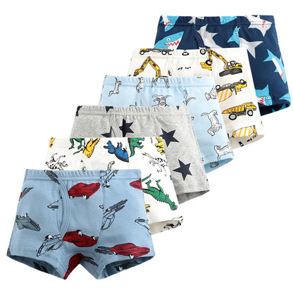 6 Pcs Toddler Boys Cartoon Boxer Briefs Underwear