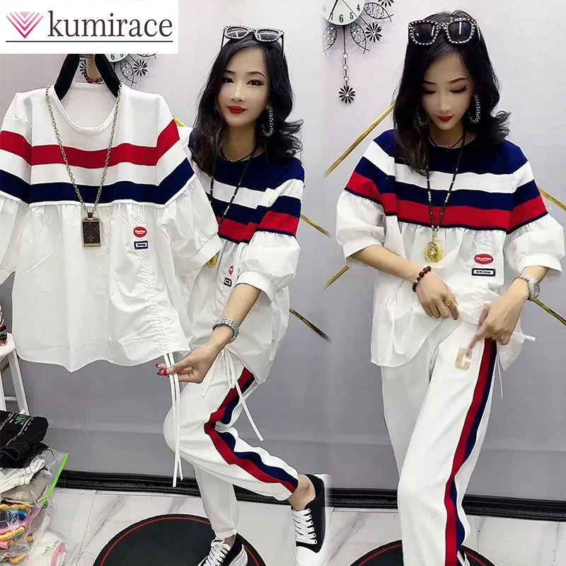 2 Pcs Women's Slim Loose Fit Large Temperament Joggers