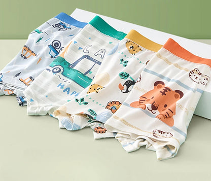 4PCS Cute Cartoon Boys Breathable Comfort Underwear