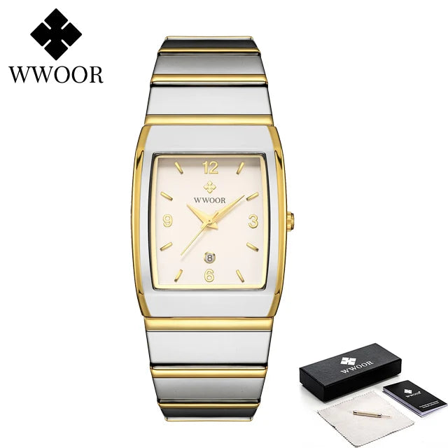 Luxury Square Men's Wristwatch Stainless Steel Waterproof