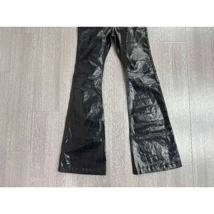 Men's Dark Coated Glossy Leather Black Jeans
