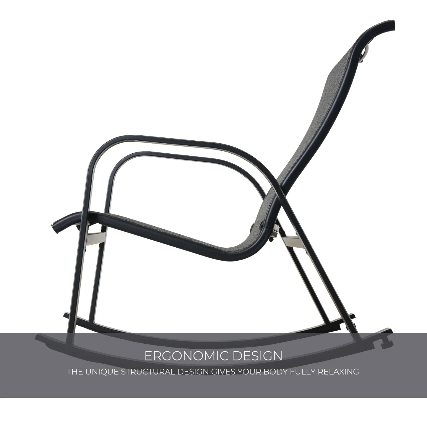 Mesh Sling Rocking Chair,Outdoor E-coated Steel