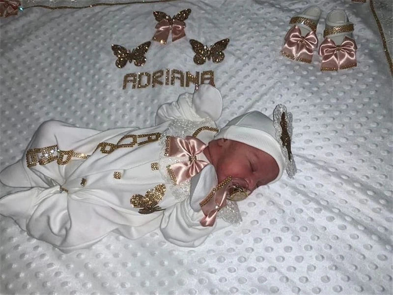 5 Pcs Girl/Boy Hospital Exit Newborn Bling Outfits