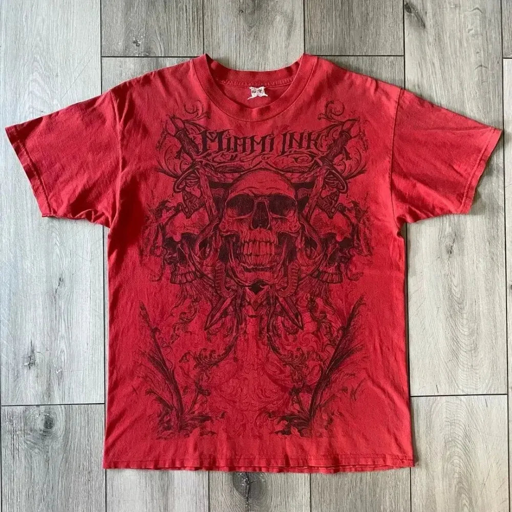 American retro black short sleeved T-shirt men