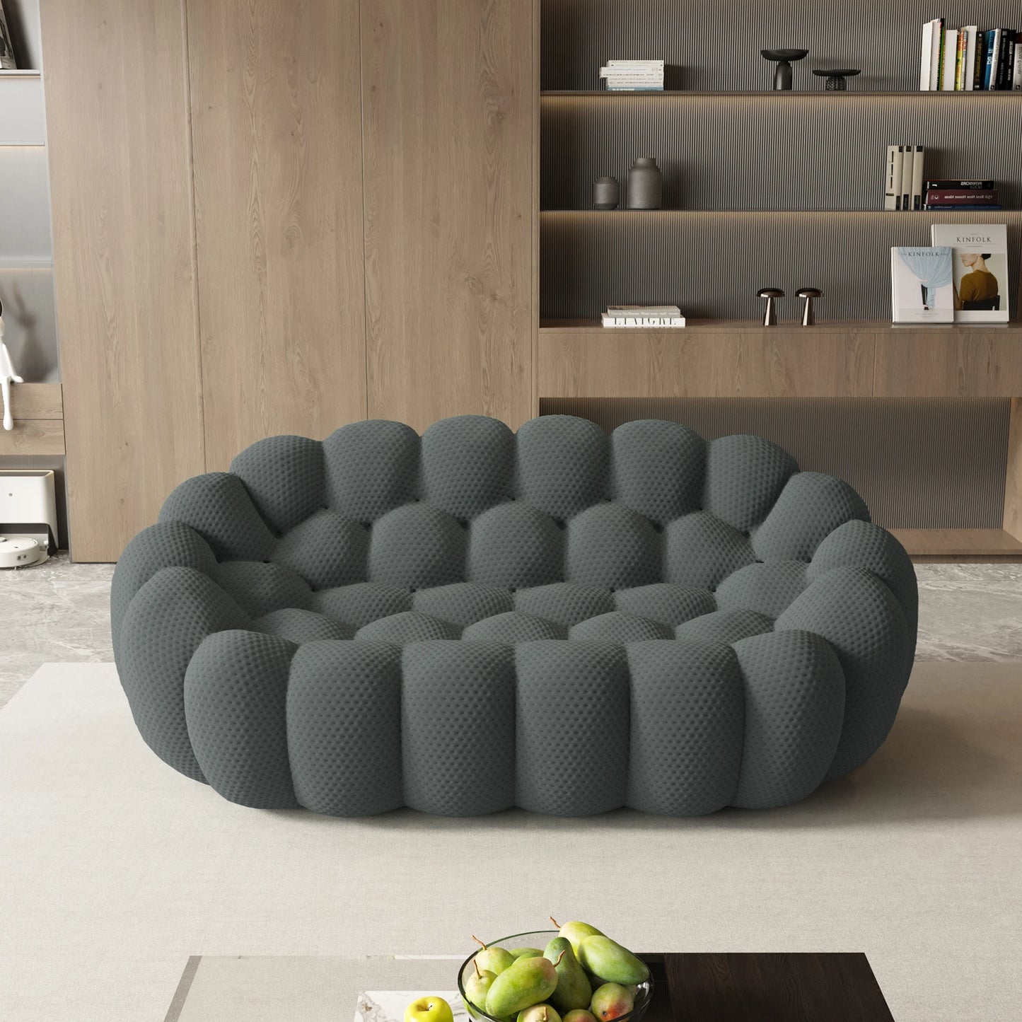Modern Curved Loveseat Couch Football-Shaped