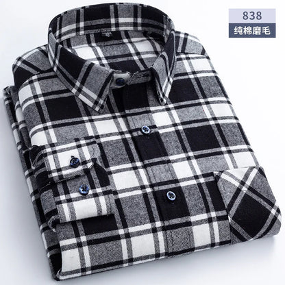 Flannel Plaid Long Sleeve Turn-down Shirts