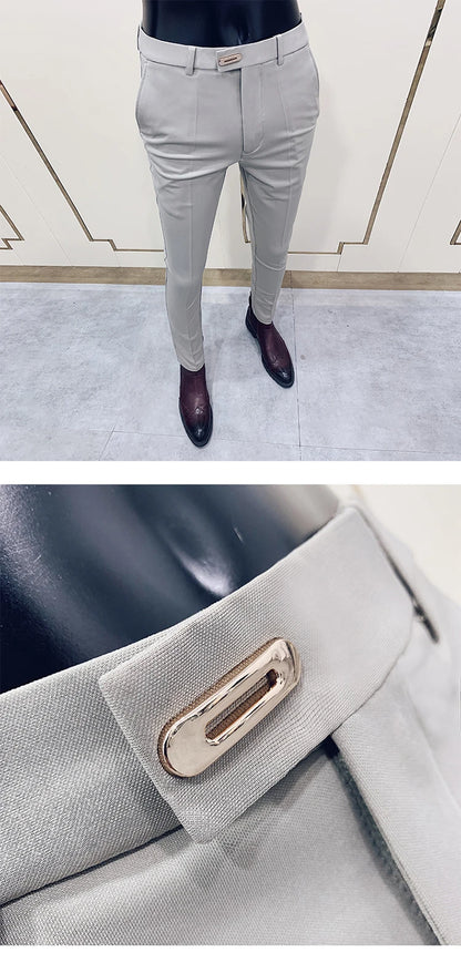 Men Stretch Slim Formal Casual Pants Fashion