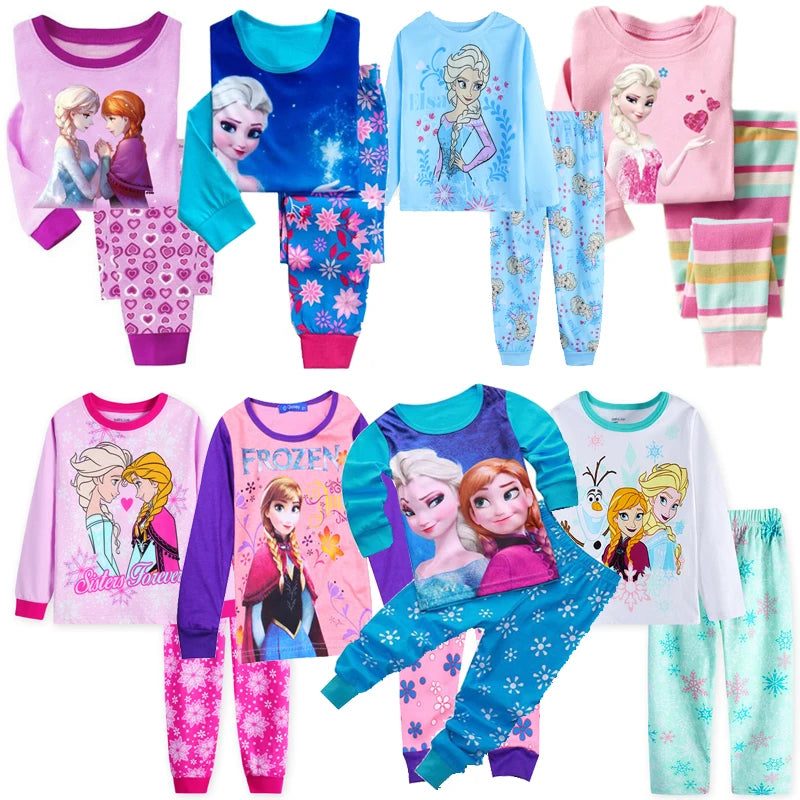 Princess Anna Elsa Cartoon Long Sleeve Pajamas