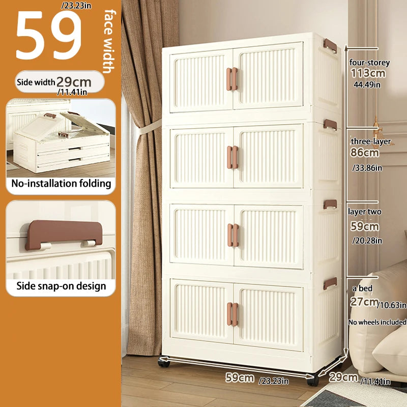 Foldable Plastic Storage Cabinet, Easy Assembly
