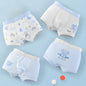 4PCS Boys Cute Cotton Antibacterial Cartoon Print Underwear