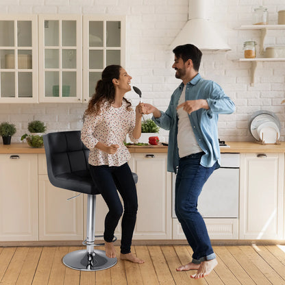 2 PU Leather Bar Stools Upholstered Counter Height