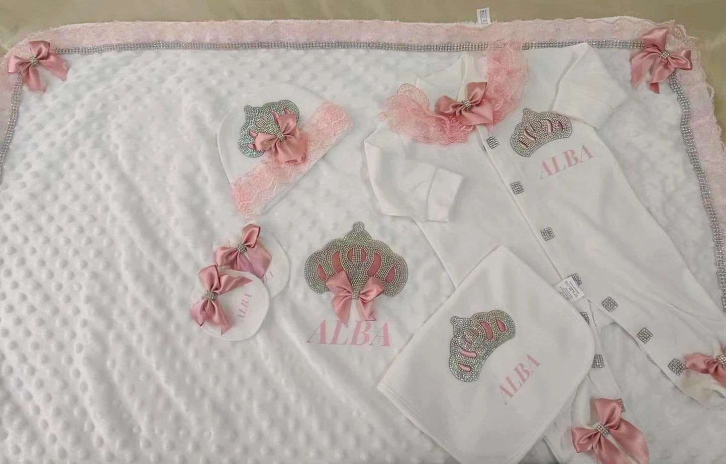 5pcs Handmade Personalized Baby Newborn Jewels Crown Set