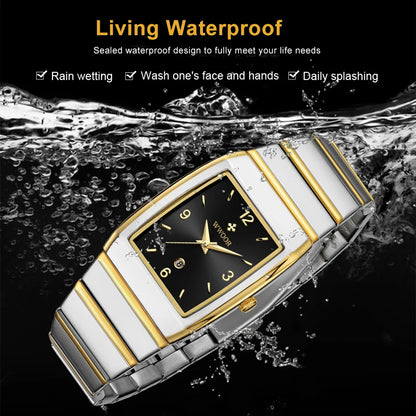 Luxury Square Men's Wristwatch Stainless Steel Waterproof