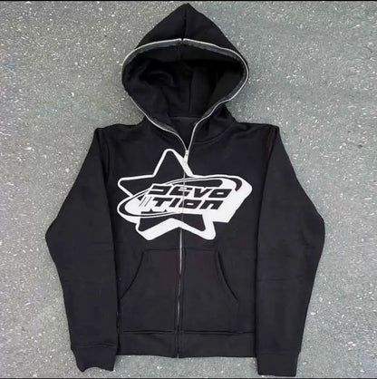 Embroidery Zipper Hoodie Street Fashion Goth Men/Women