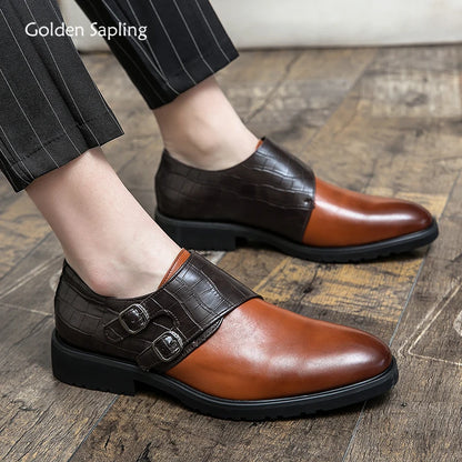 Golden Sapling Dress Patchwork Leather Shoes