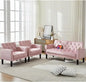 Mid-Century Modern Pink Velvet Loveseat Sofa Set