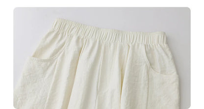 White Pants Casual Elastic High Waisted Womens
