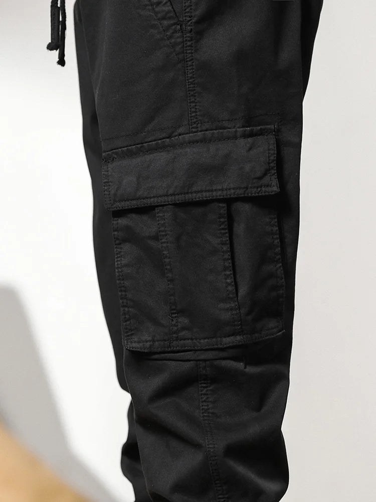 Cargo Pants Men Multi-Pockets Drawstring Fleece Liner