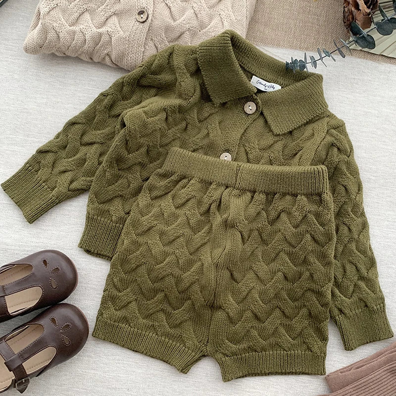 Boys/Girls Baby Knit Sweater Cardigan + Shorts