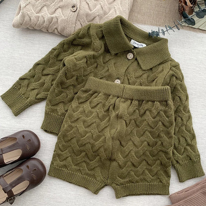 Boys/Girls Baby Knit Sweater Cardigan + Shorts
