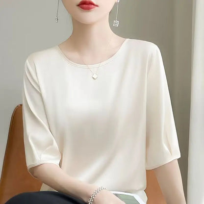 Silky Loose Woman Casual O-Neck pullover