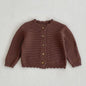 Girls Solid Color Knitted Cardigan Long Sleeves