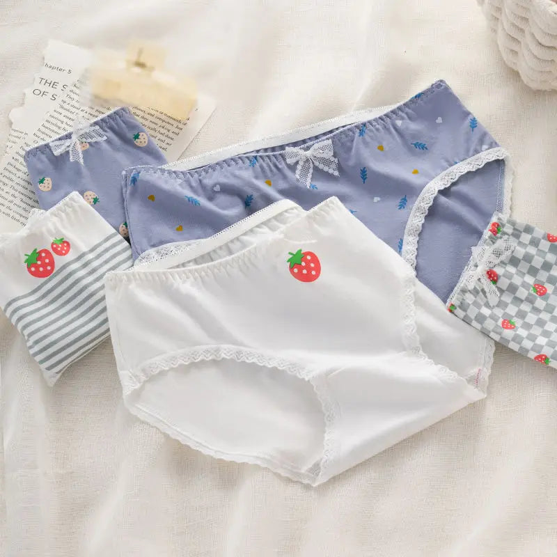 5PCS Girls Cotton Breathable Cartoon Panties