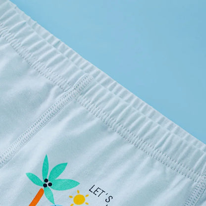 4PCS Boy Cotton Antibacterial Breathable Teenager  Cartoon Briefs