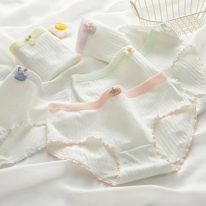 6 Pcs Young Girl Fashion Middle Waist Briefs Underwear Teenager