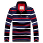 Men Polo Shirt Cotton Long Sleeve Stripe