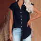 Womens Cotton Linen Casual Short Sleeve Tops