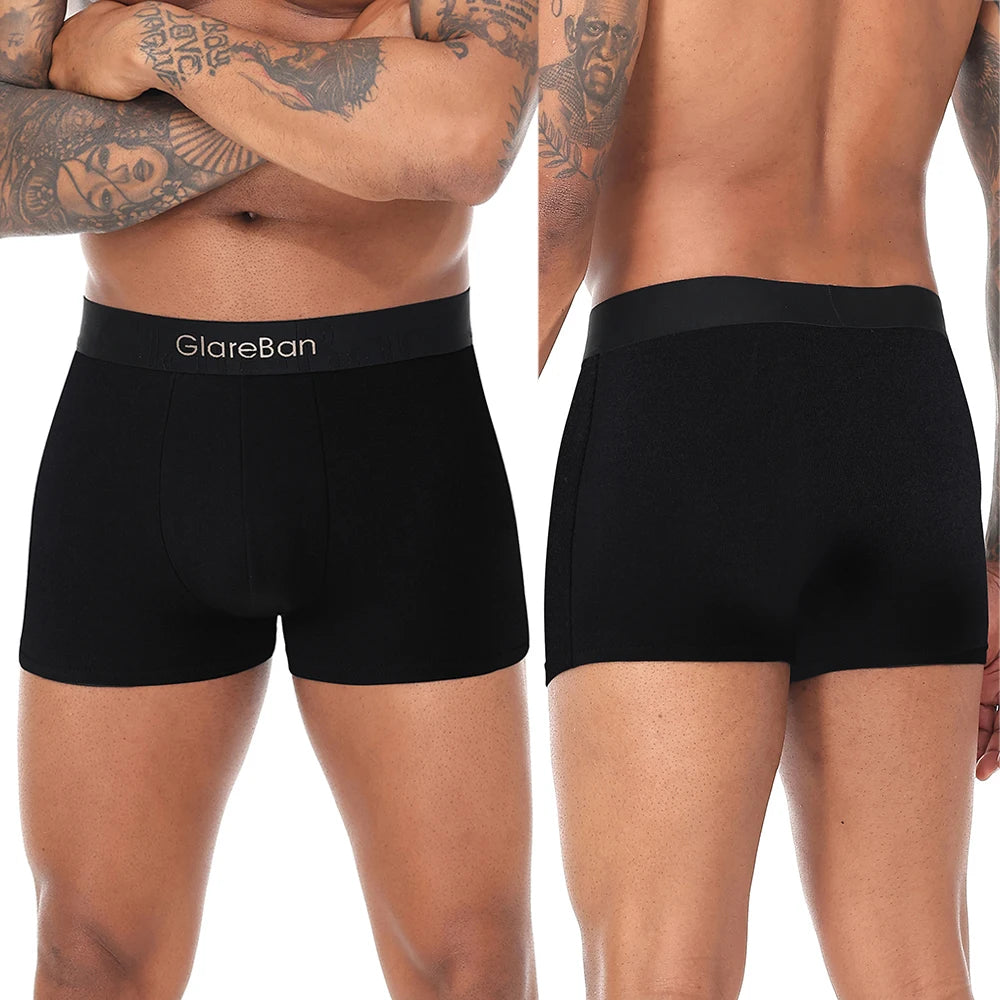 5piece Black Luxury Brand Cotton Boxer Men Underwear
