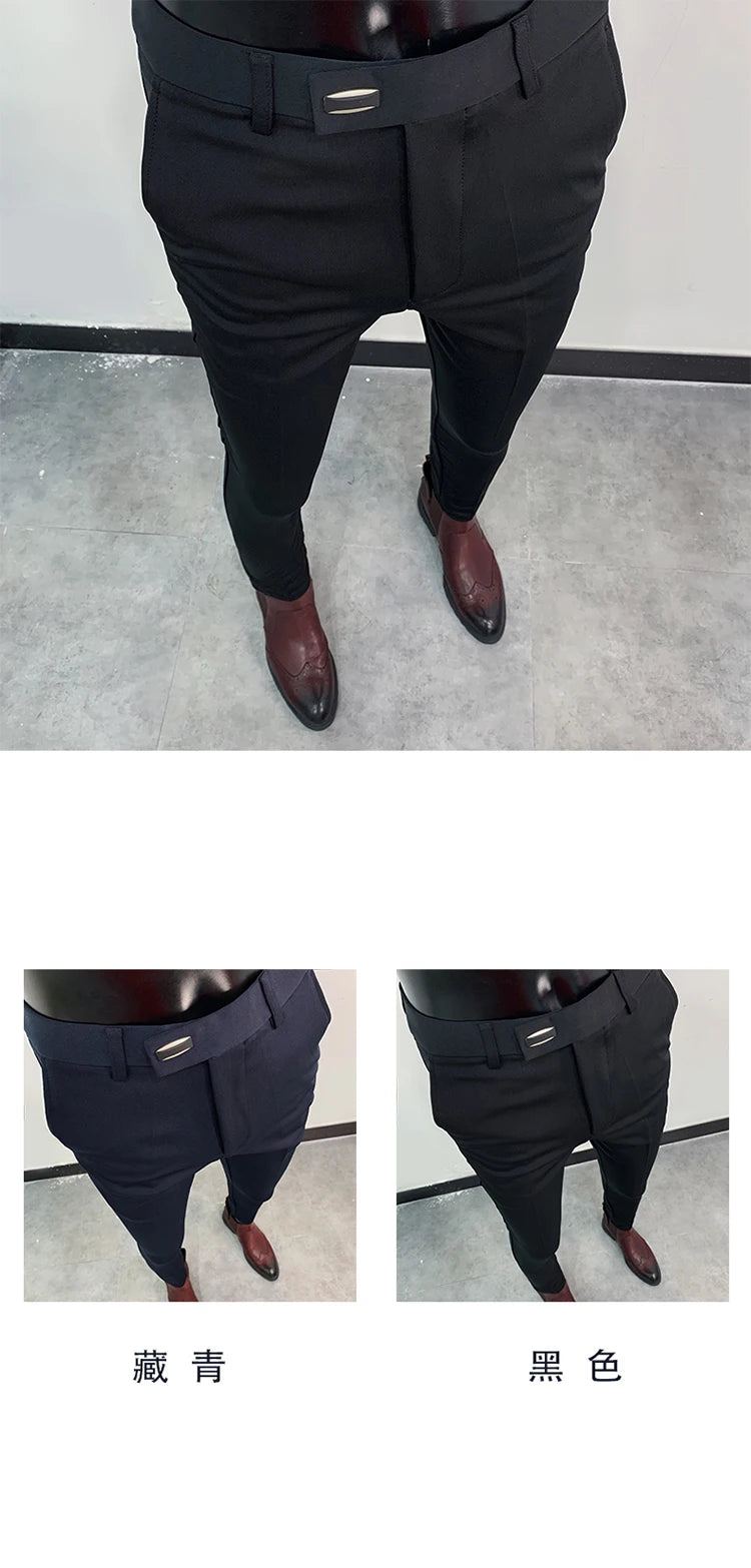 Men Stretch Slim Formal Casual Pants Fashion