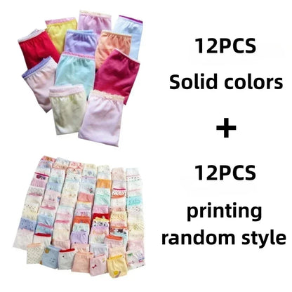 24pcs Cotton Girls Briefs Panties