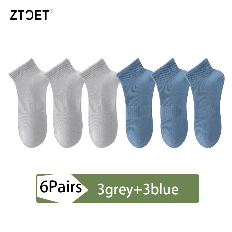 6Pairs Men Cotton Mesh Socks