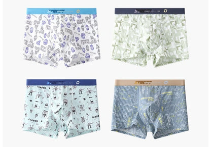 4PCS Teens Boy Mesh Breathable Antibacterial Underwear