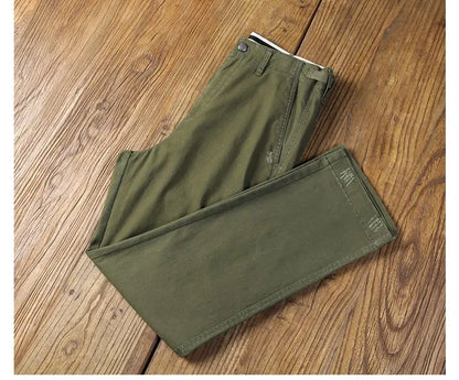 Casual Cotton Pants, Loose Straight Leg Workwear